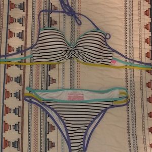 victoria’s secret multi colored stripe swimsuit